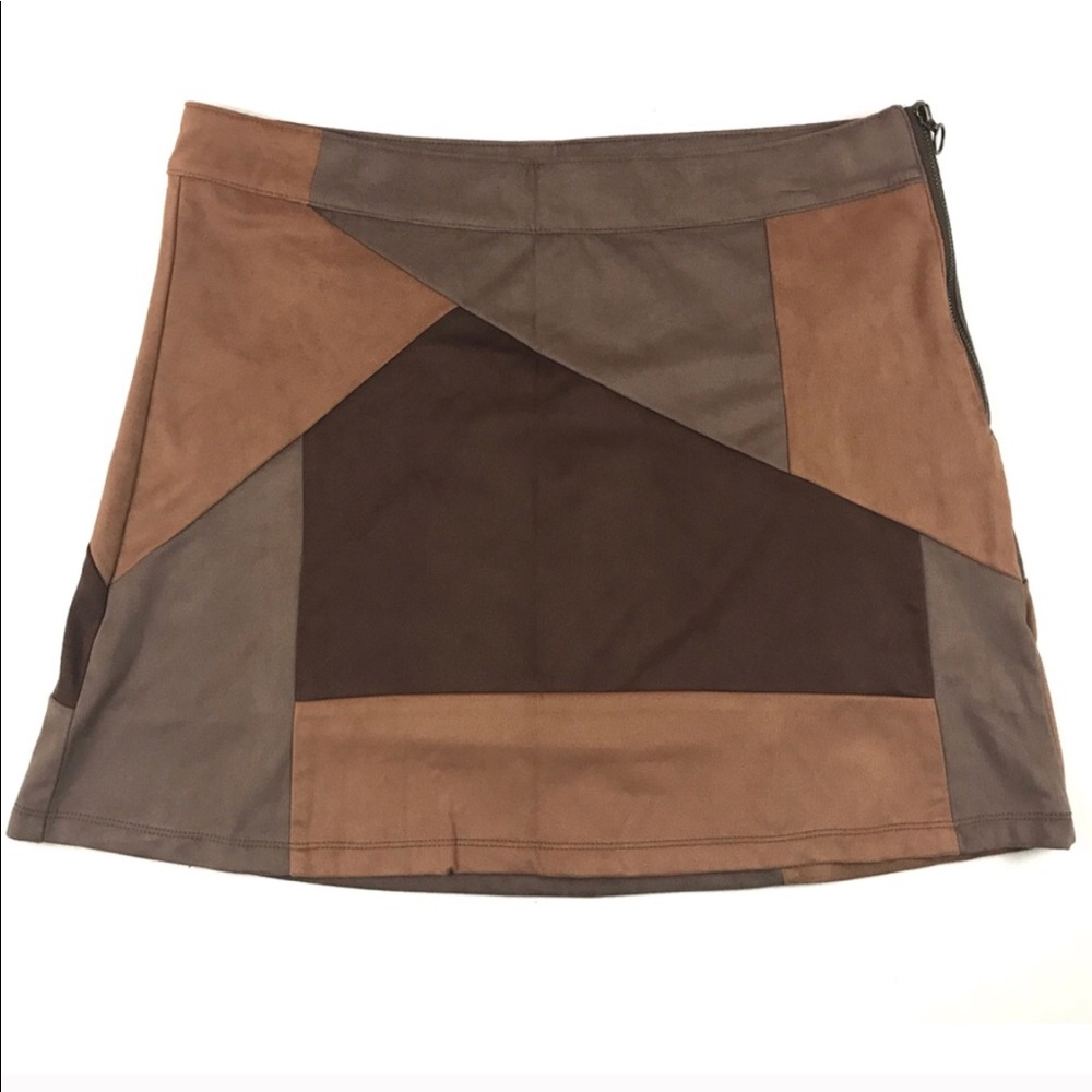 Faux suede Patchwork skirt